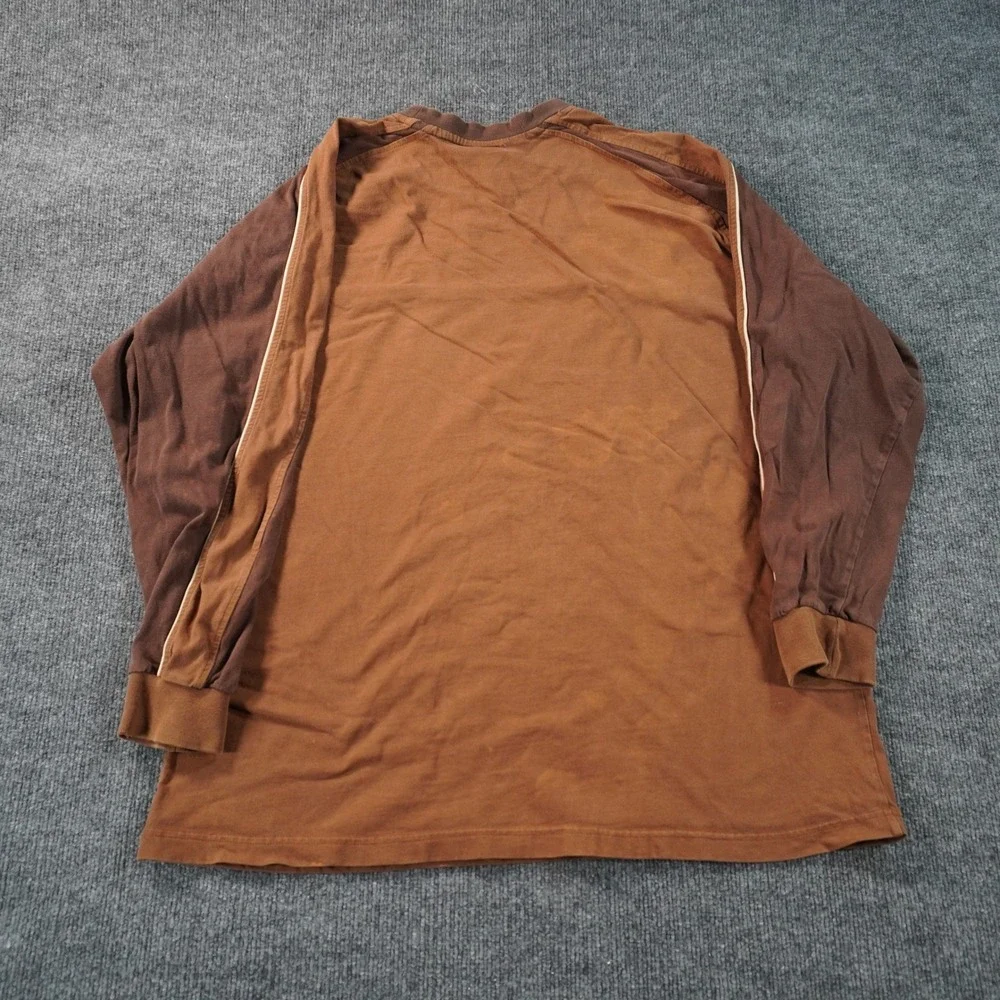 Southpole Long Sleeve Shirt Mens XL Brown Y2K Colorblock Streetwear Logo Patch